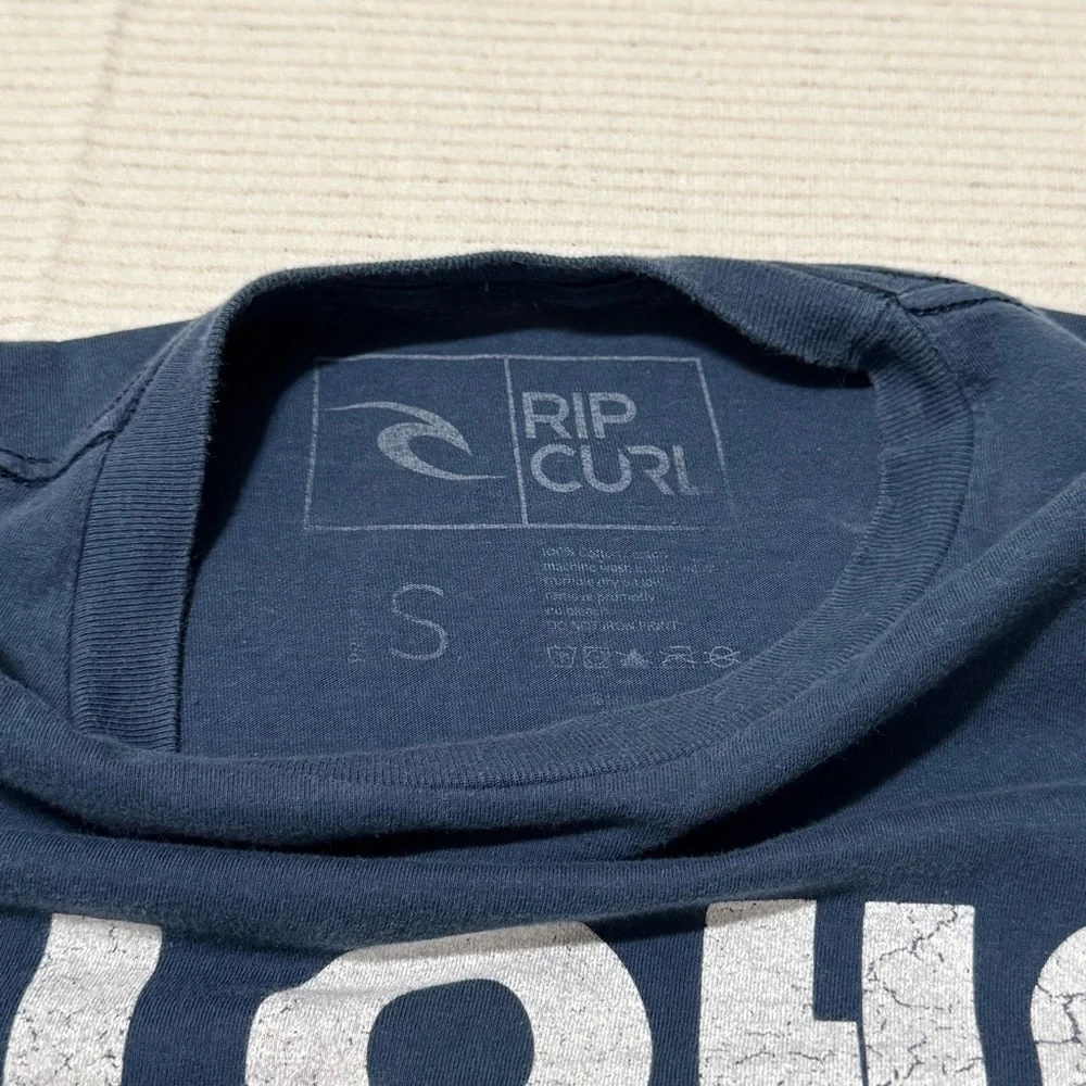 Vintage Rip Curl Aloha Graphic Tee Navy Small Slim Fit Surf Hawaii Rainbow - Picture 3 of 6